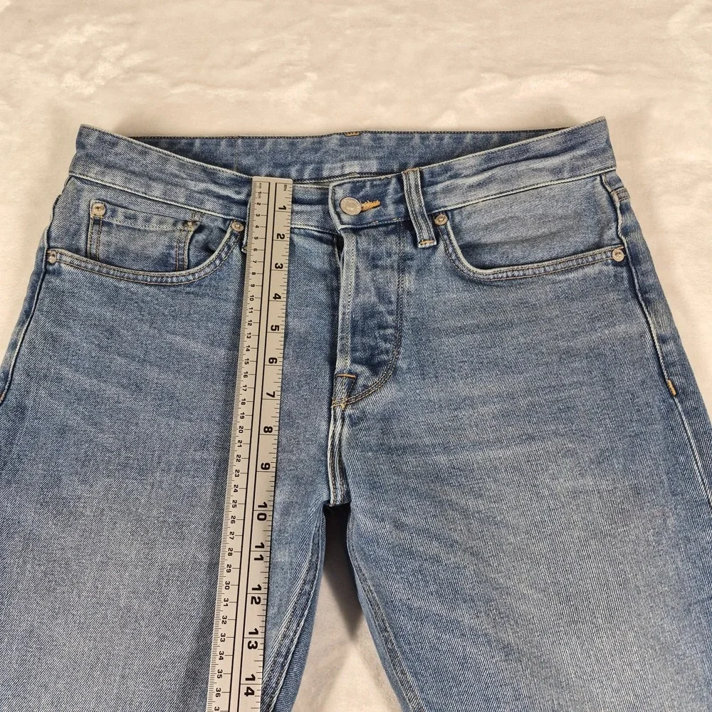 Buck Mason Ford Standard Jeans Men's 31x34 Blue Denim Raw Hem Button Fly Casual